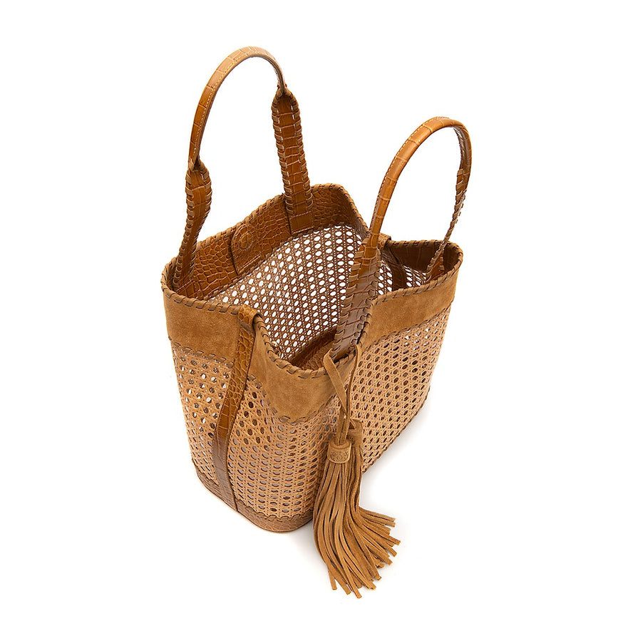 BOLSA TOTE PALHA GRANDE CAMURÇA CAIMAN MEL
