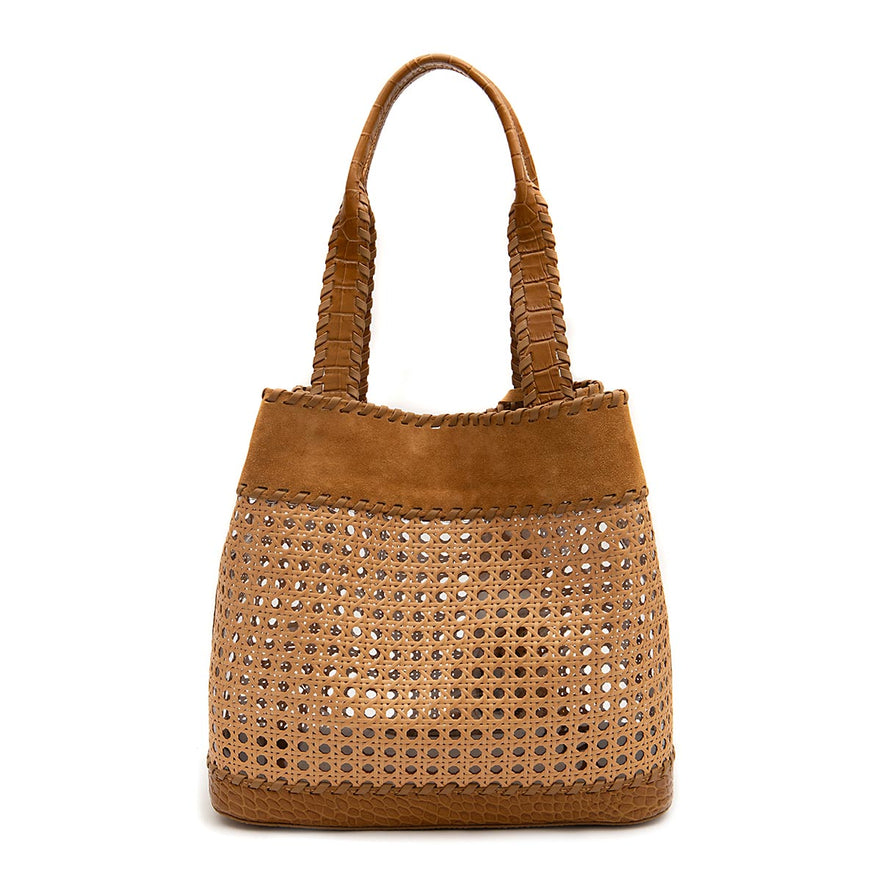 BOLSA TOTE PALHA GRANDE CAMURÇA CAIMAN MEL