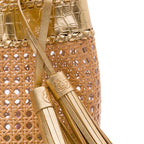 BOLSA TOTE PALHA SEXTAVADA MÉDIA COURO OURO