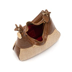 BOLSA MOON HOBO PEQUENA  NEW CROCO PALHA DAMIER NATURAL AVELÃ