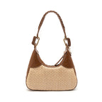 BOLSA MOON HOBO PEQUENA  NEW CROCO PALHA DAMIER NATURAL AVELÃ