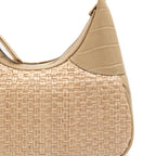 BOLSA MOON HOBO PEQUENA CROCO PALHA DAMIER NATURAL