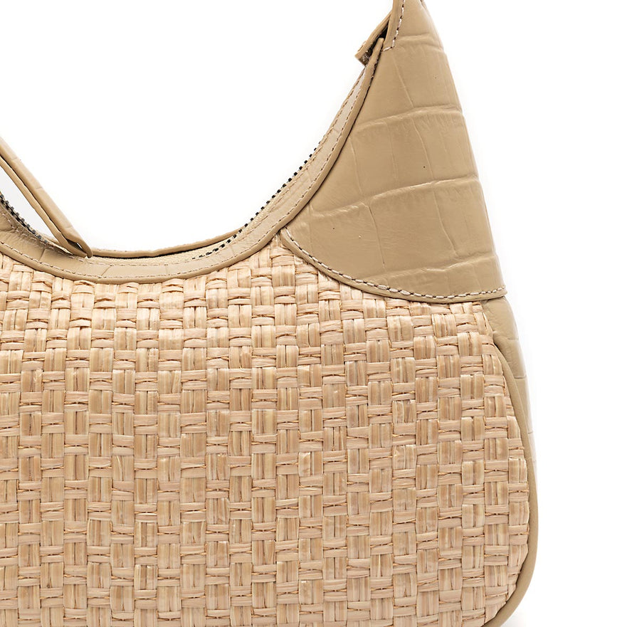 BOLSA MOON HOBO PEQUENA CROCO PALHA DAMIER NATURAL