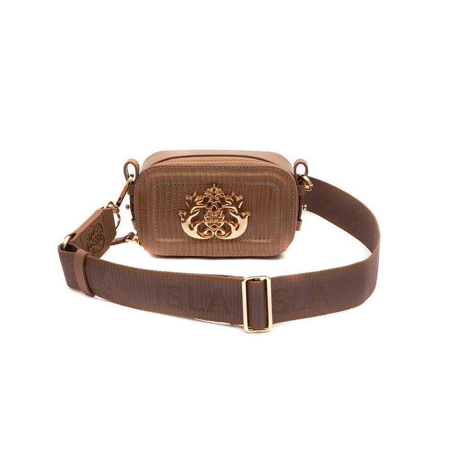 BOLSA DANCE MOVE MINI COURO LIZARD MOCHACCINO