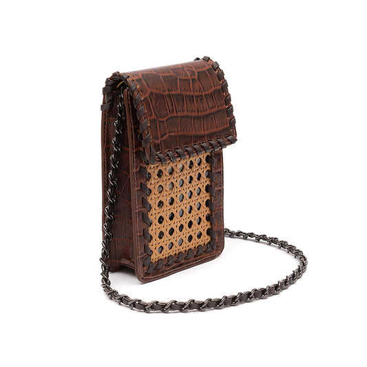 BOLSA POUCH PALHA MINI  SEXTAVADA MAXI CROCO PINHÃO