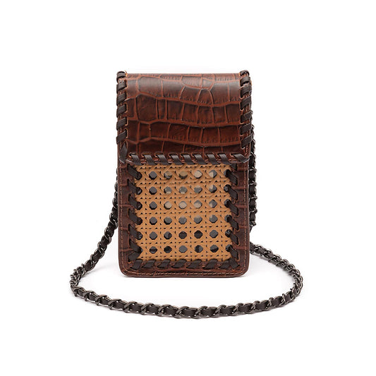 BOLSA POUCH PALHA MINI  SEXTAVADA MAXI CROCO PINHÃO