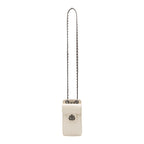 BOLSA POUCH ANNE PEQUENA COURO GLOSS VANILLA ONIX