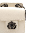 BOLSA POUCH ANNE PEQUENA COURO GLOSS VANILLA ONIX