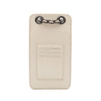 BOLSA POUCH ANNE PEQUENA COURO GLOSS VANILLA ONIX