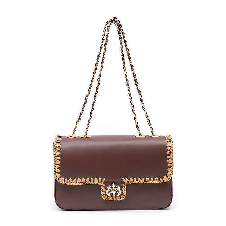 BOLSA ANNE JUMBO GRANDE COURO WHASHED PINHÃO CROCHÊ NATURAL