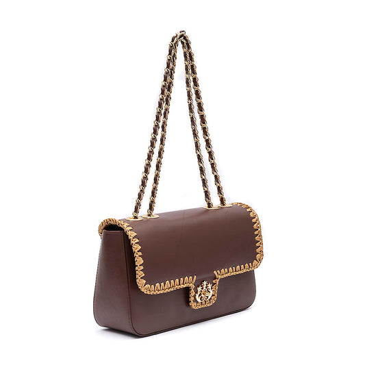 BOLSA ANNE JUMBO GRANDE COURO WHASHED PINHÃO CROCHÊ NATURAL