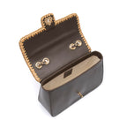 BOLSA ANNE JUMBO GRANDE COURO WASHED OLIVA CROCHÊ NATURAL