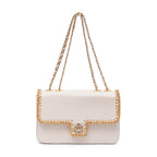 BOLSA ANNE JUMBO GRANDE COURO CHANTILLY CROCHÊ NATURAL