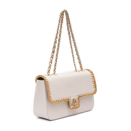 BOLSA ANNE JUMBO GRANDE COURO CHANTILLY CROCHÊ NATURAL