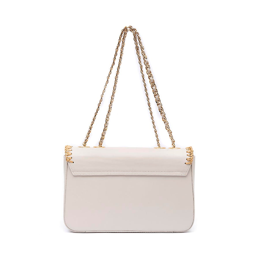 BOLSA ANNE JUMBO GRANDE COURO CHANTILLY CROCHÊ NATURAL