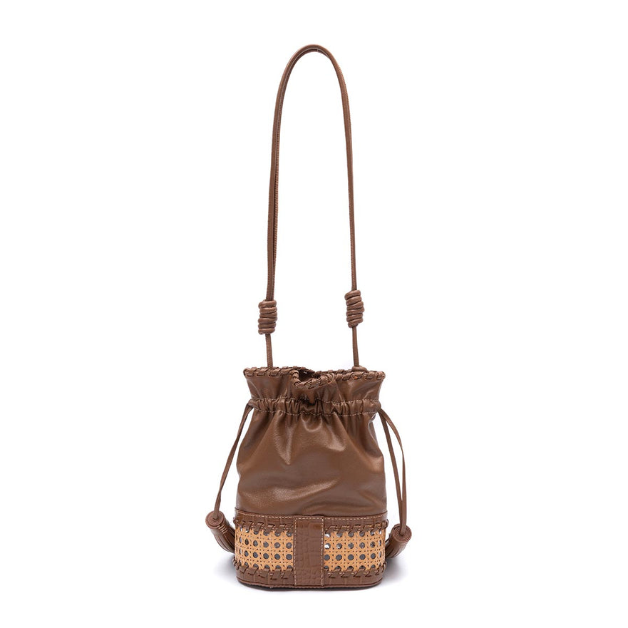 BOLSA BUCKET NEW DIANA MÉDIA  PALHA SEXTAVADA AVELÃ