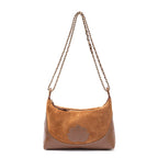 BOLSA DAYSE CROSSBODY PEQUENA CAMURÇA AVELÃ OURO