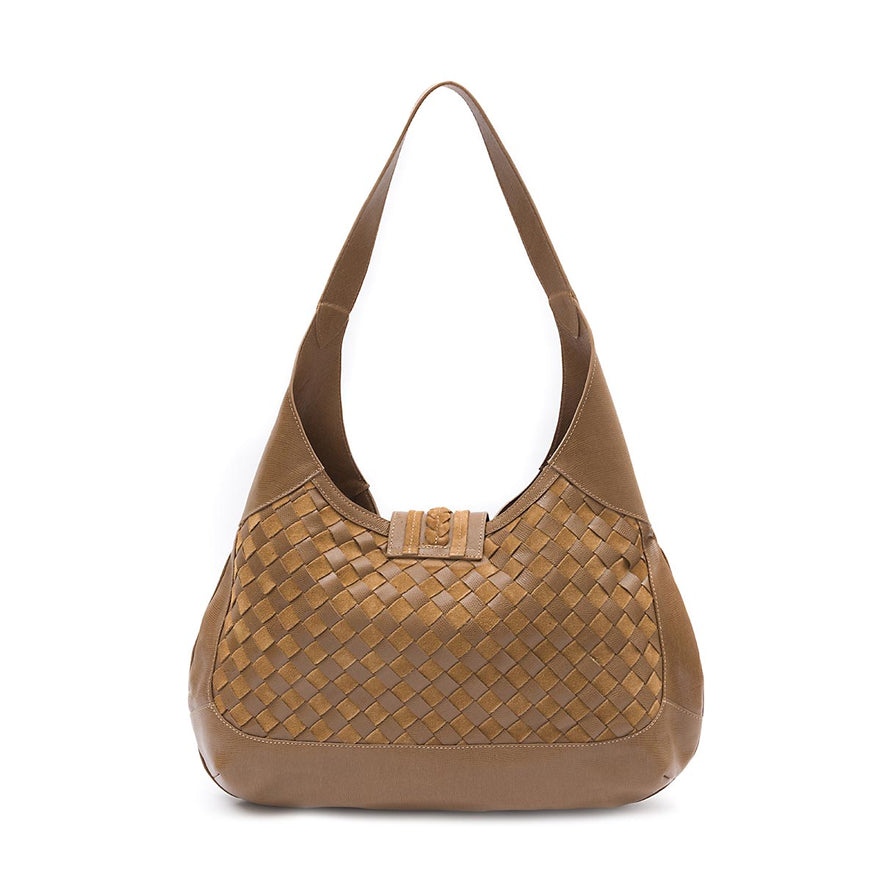 BOLSA HOBO TRESSÊ GRANDE CAMURÇA CAVIAR AVELÃ