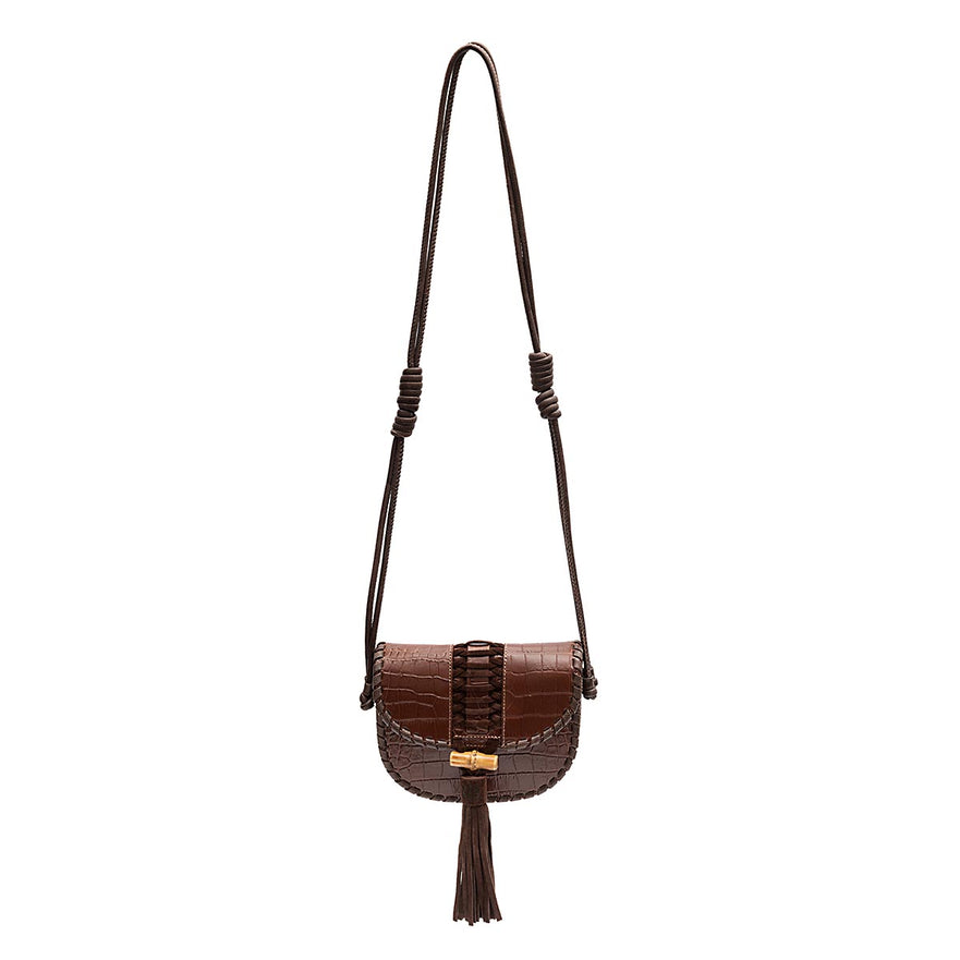 BOLSA BOX ZAIRA PEQUENA  NEW CROCO BROWNIE