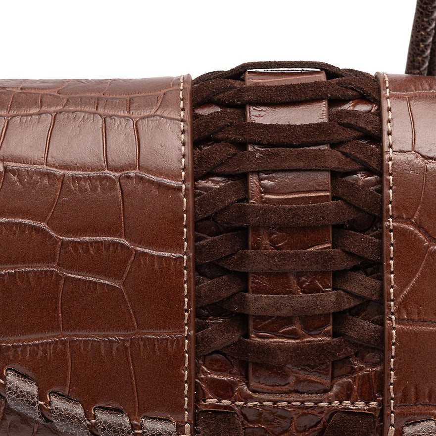 BOLSA BOX ZAIRA PEQUENA  NEW CROCO BROWNIE