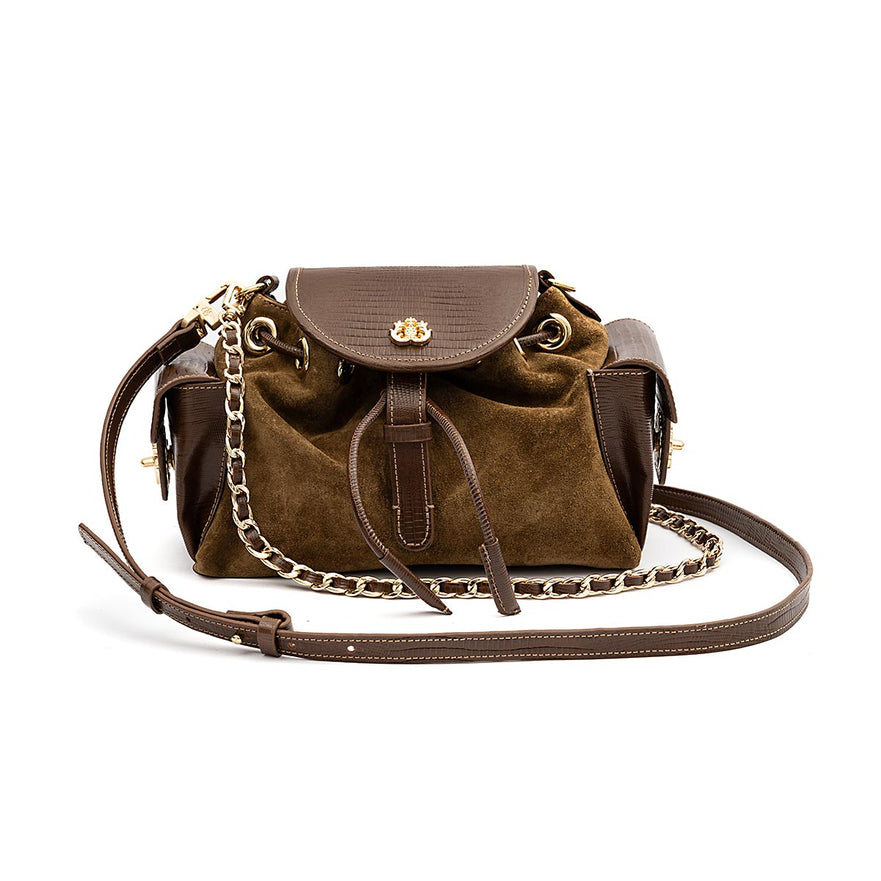 BOLSA CROSSBODY ANNE MARIE PEQUENA CAMURÇA MASCAVO