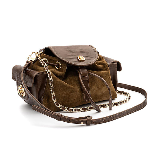 BOLSA CROSSBODY ANNE MARIE PEQUENA CAMURÇA MASCAVO