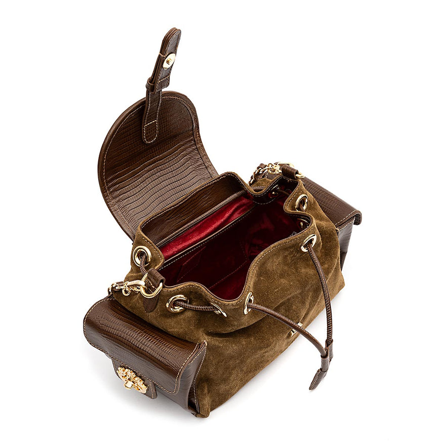 BOLSA CROSSBODY ANNE MARIE PEQUENA CAMURÇA MASCAVO