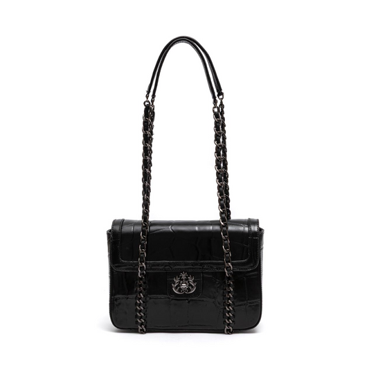 BOLSA FLAP SIENNA MÉDIA COURO PRETA