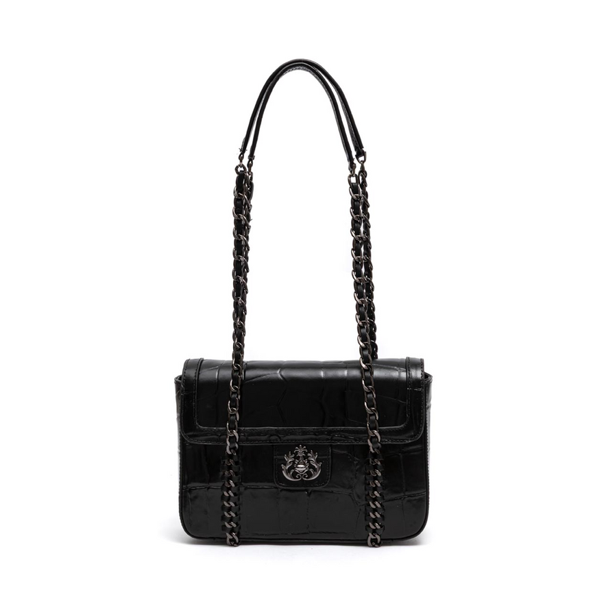 BOLSA FLAP SIENNA MÉDIA COURO PRETA