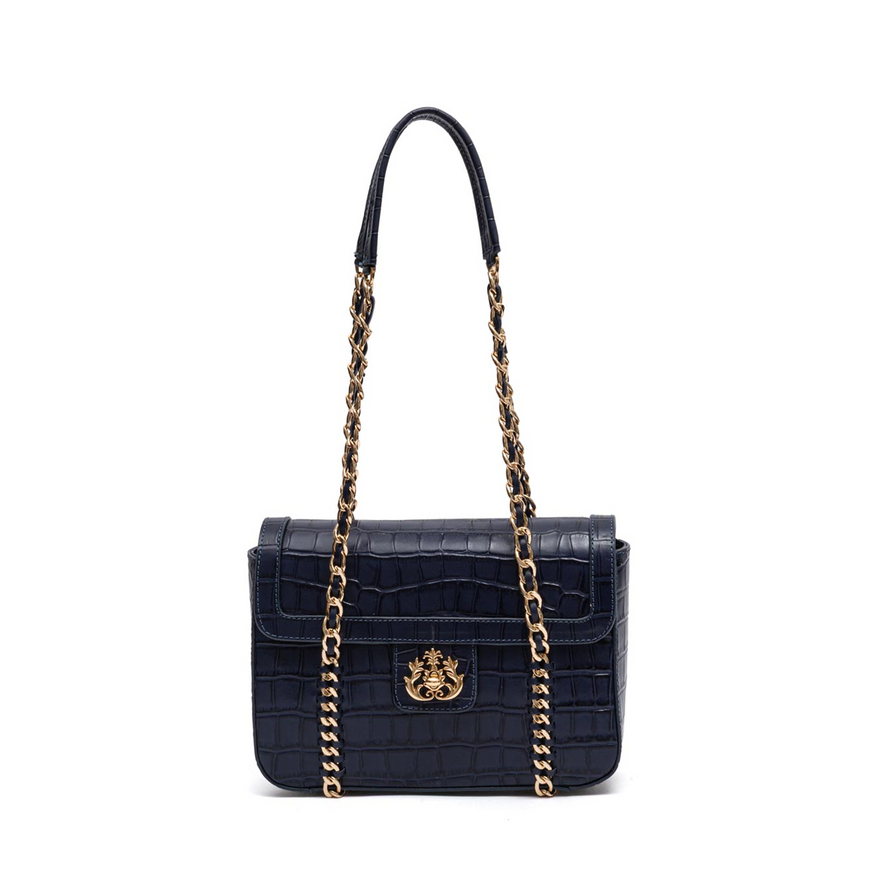 BOLSA FLAP SIENNA MÉDIA COURO COBALTO