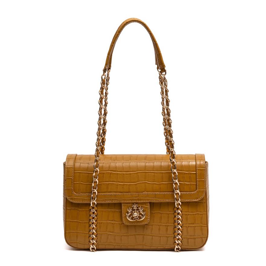 BOLSA TOTE FLAP SIENNA MÉDIA COURO AÇAFRÃO