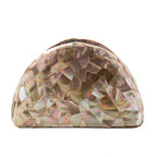 BOLSA CLUTCH MADREPÉROLA PEQUENA MEIA LUA FURTA ROSE