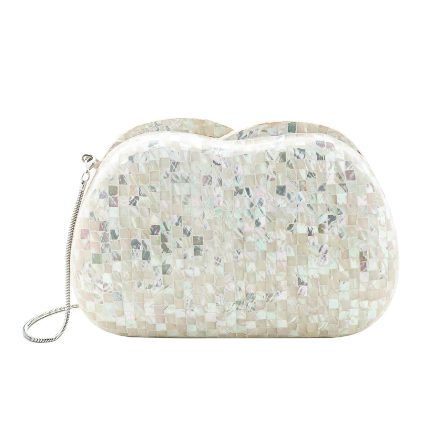 BOLSA CLUTCH MADREPÉROLA PEQUENA ABAULADA MADRECLARA