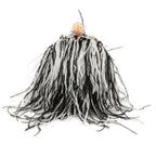 BOLSA CLUTCH PEQUENA LILY EM PLUMAS PRETO E BRANCO