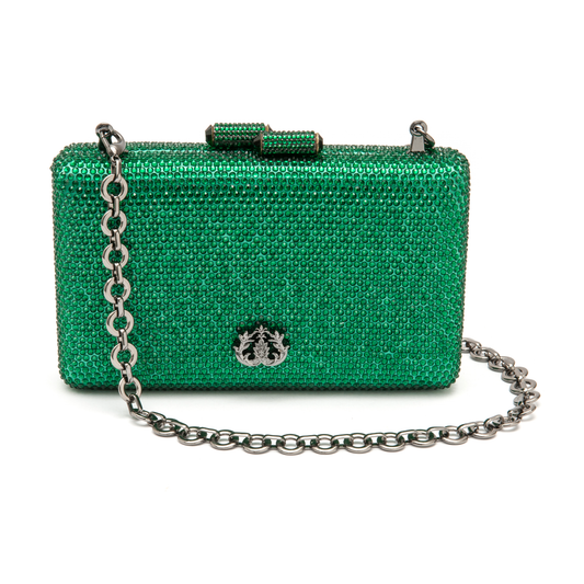 BOLSA CLUTCH EVA PEQUENA CRISTAIS VERDE ONIX