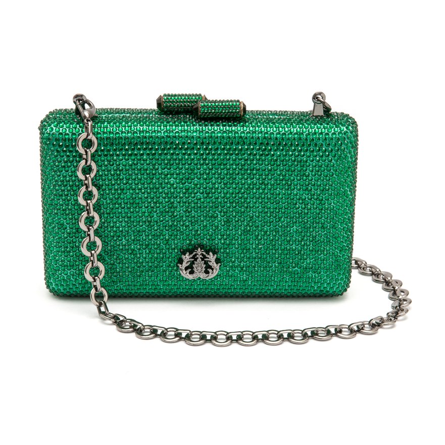 BOLSA CLUTCH EVA PEQUENA CRISTAIS VERDE ONIX