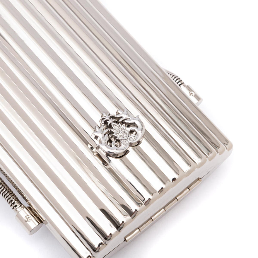 BOLSA CLUTCH CANTIL MINI METAL PRATA