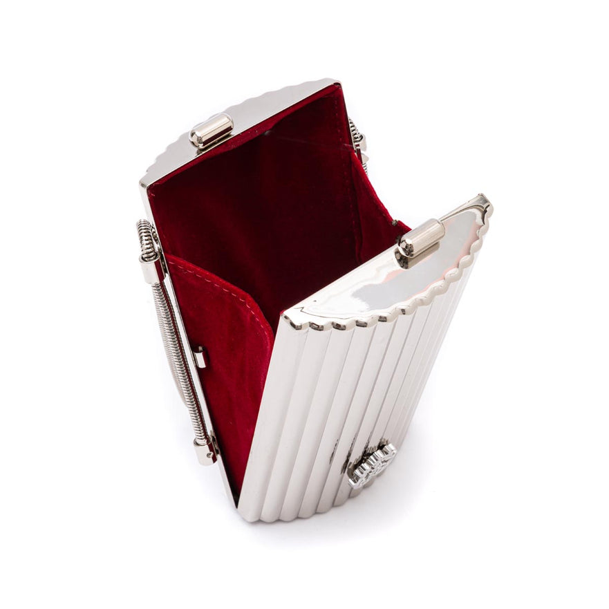 BOLSA CLUTCH CANTIL MINI METAL PRATA