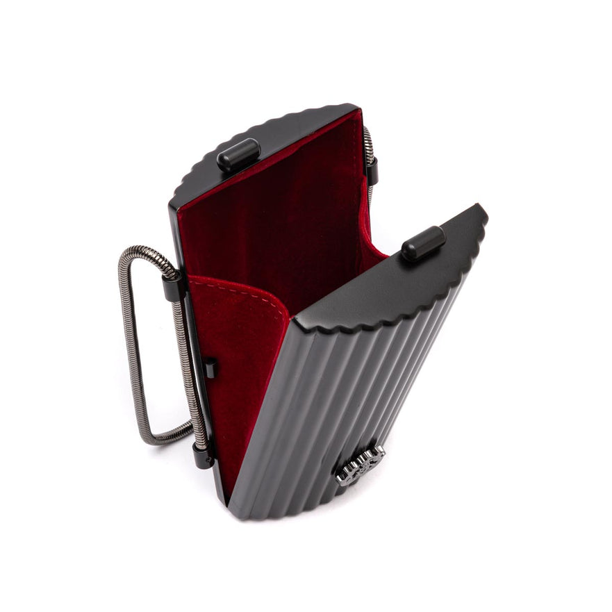 BOLSA CLUTCH CANTIL MINI METAL PRETA