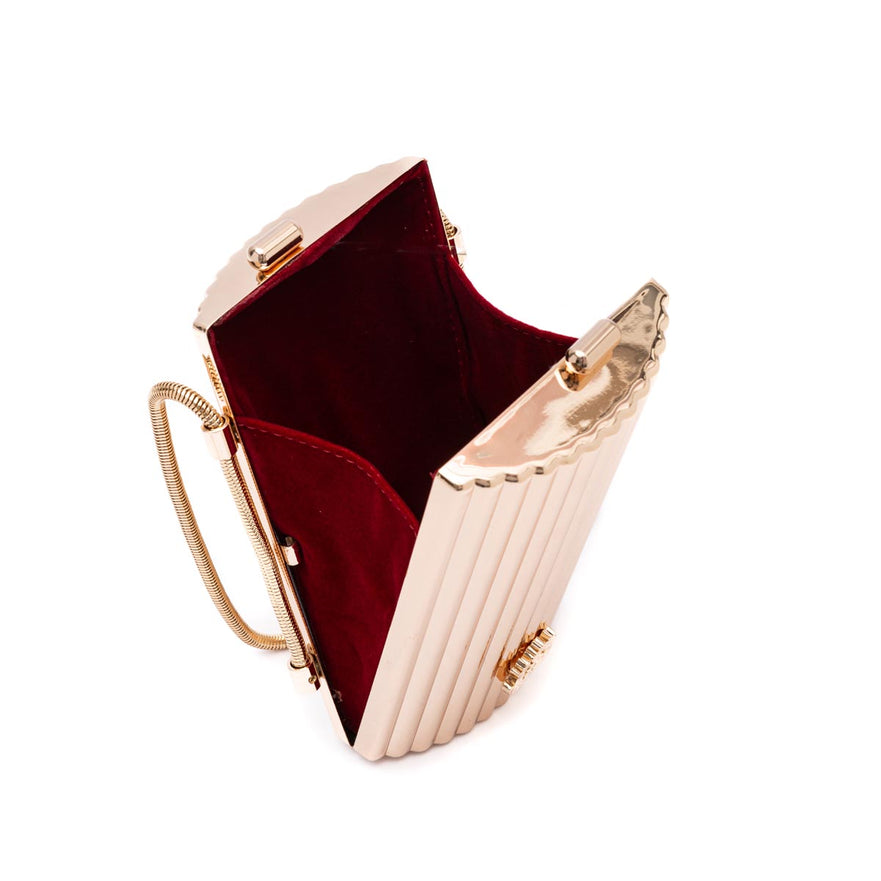 BOLSA CLUTCH CANTIL MINI METAL OURO