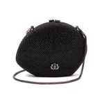 BOLSA CLUTCH MEDIA ABAULADA CRISTAIS  PRETA