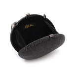 BOLSA CLUTCH MEDIA ABAULADA CRISTAIS  PRETA