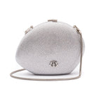 BOLSA CLUTCH MEDIA ABAULADA CRISTAIS PRATA