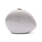 BOLSA CLUTCH MEDIA ABAULADA CRISTAIS PRATA