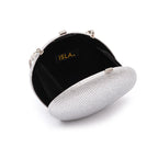 BOLSA CLUTCH MEDIA ABAULADA CRISTAIS PRATA