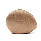 BOLSA CLUTCH MEDIA ABAULADA EM  CRISTAIS OURO