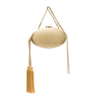 BOLSA CLUTCH OVAL PEQUENA METAL OURO