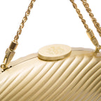BOLSA CLUTCH OVAL PEQUENA METAL OURO