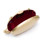 BOLSA CLUTCH OVAL PEQUENA METAL OURO