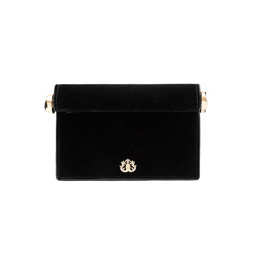 BOLSA CLUTCH ROLL PEQUENA  CRISTAL VELUDO PRETO